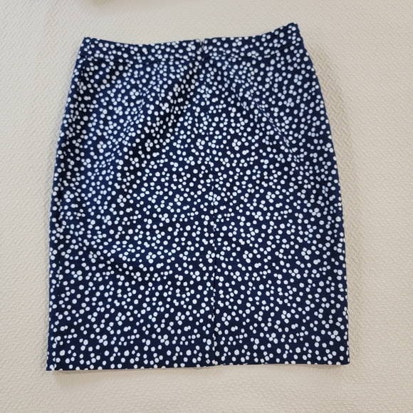 Talbots Navy Polka Dot Skirt Size 8 Front Buttons Cotton Blend - Picture 9 of 15